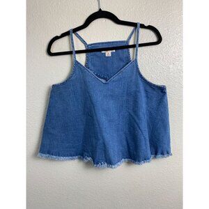 Mossimo Blue denim tank Top Women size Medium Y2K Boho festival casual Classic